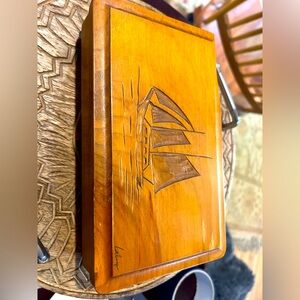 Artisan Wooden Storage Box with Nautical Design